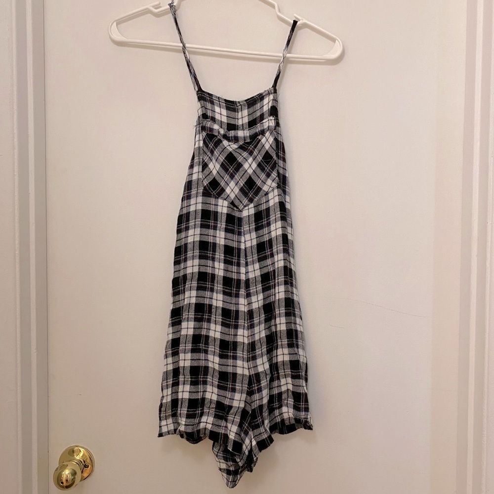 Plaid Short Overalls